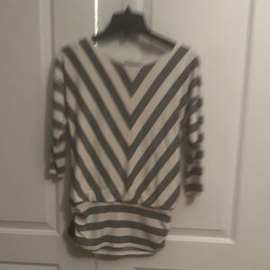 Striped Gray and White Women's Top
